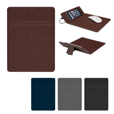 Wireless Charging Logo Mouse Pad with Phone Stand