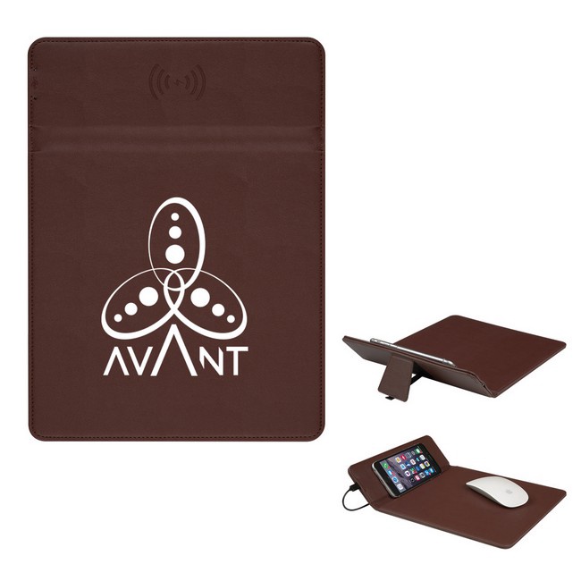 Wireless Charging Logo Mouse Pad with Phone Stand